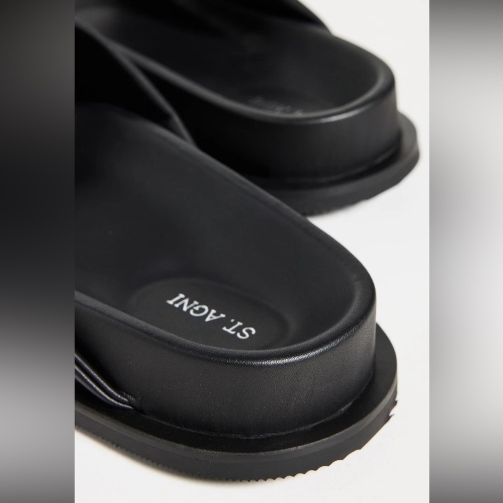 ST. AGNI Fold Detail Leather Slide Sandals Womens EU 40 Black NEW w/ Dustbag - Picture 6 of 6